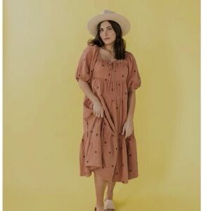 Elegant Peach Midi Dress